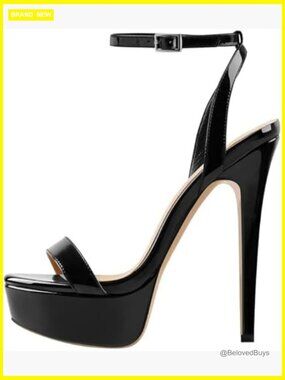 Platform Stiletto Heels, Round Open Toe Ankle Strap Sandals for Wedding Party